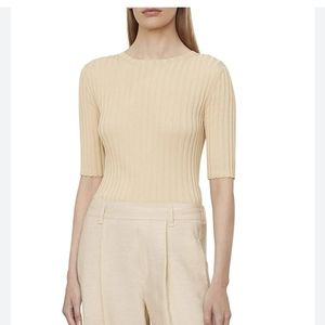 NWT VINCE Ribbed Elbow Sleeve Sweater